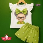 Girls T-Shirt with Short Pant Set 100% Cotton Fabric