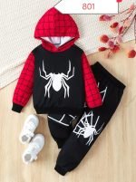 Kids Printed Hoodie and Tracksuit Set | Spider-Man